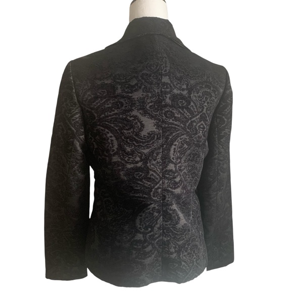 Liz Claiborne Classics Blazer Brocade Jacket Paisley Baroque Black on Black S - Picture 11 of 14
